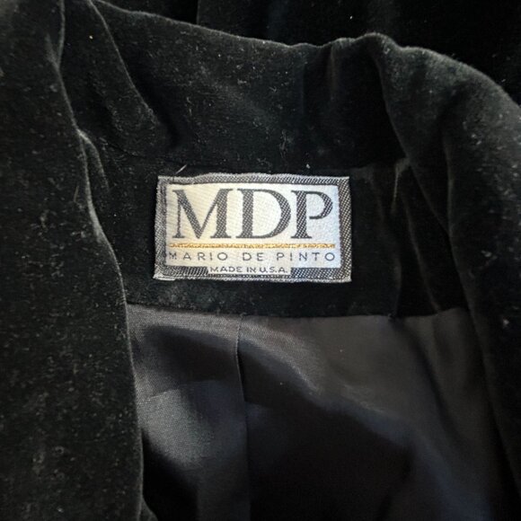 MDP Mario De Pinto Womens Black Velvet Blazer Jacket Zip Front Lined Lightweight - Picture 3 of 8